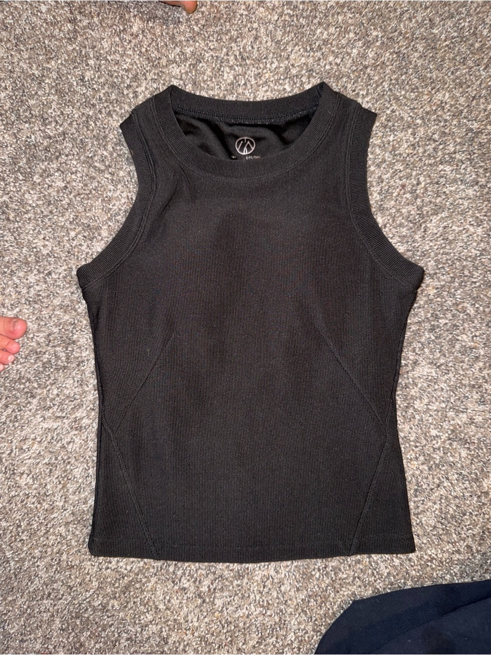 Women’s Black Ribbed Crewneck Tank Top